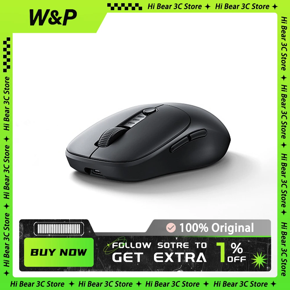 

W&P Three Mode 2.4G Bluetooth Wireless Mouse PMWB03 Wireless Ergonomics Lightweight Mouse PC Accessory For Computer Gamer Gifts