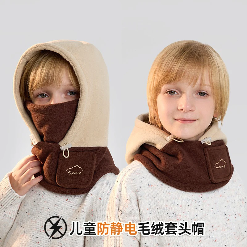 

Children Hat Scarf Set Winter Kids Hat Scarf Set with Drawstring Closure Thick Velvet Lining Soft for Weather for Children