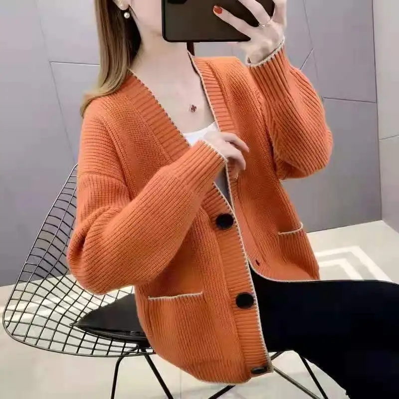 Korean Version Loose Fitting Small Fragrant Knit Cardigan 2023 Spring and Autumn Single Breasted Versatile Sweater Jacket