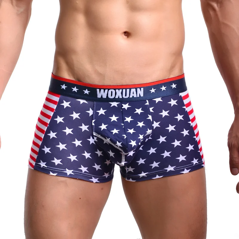 Sexy USA American Flag Striped Boxer Shorts For Men U-convex Pouch Boxers Mini Trunks Man Underwear Underpants Male Boxershorts