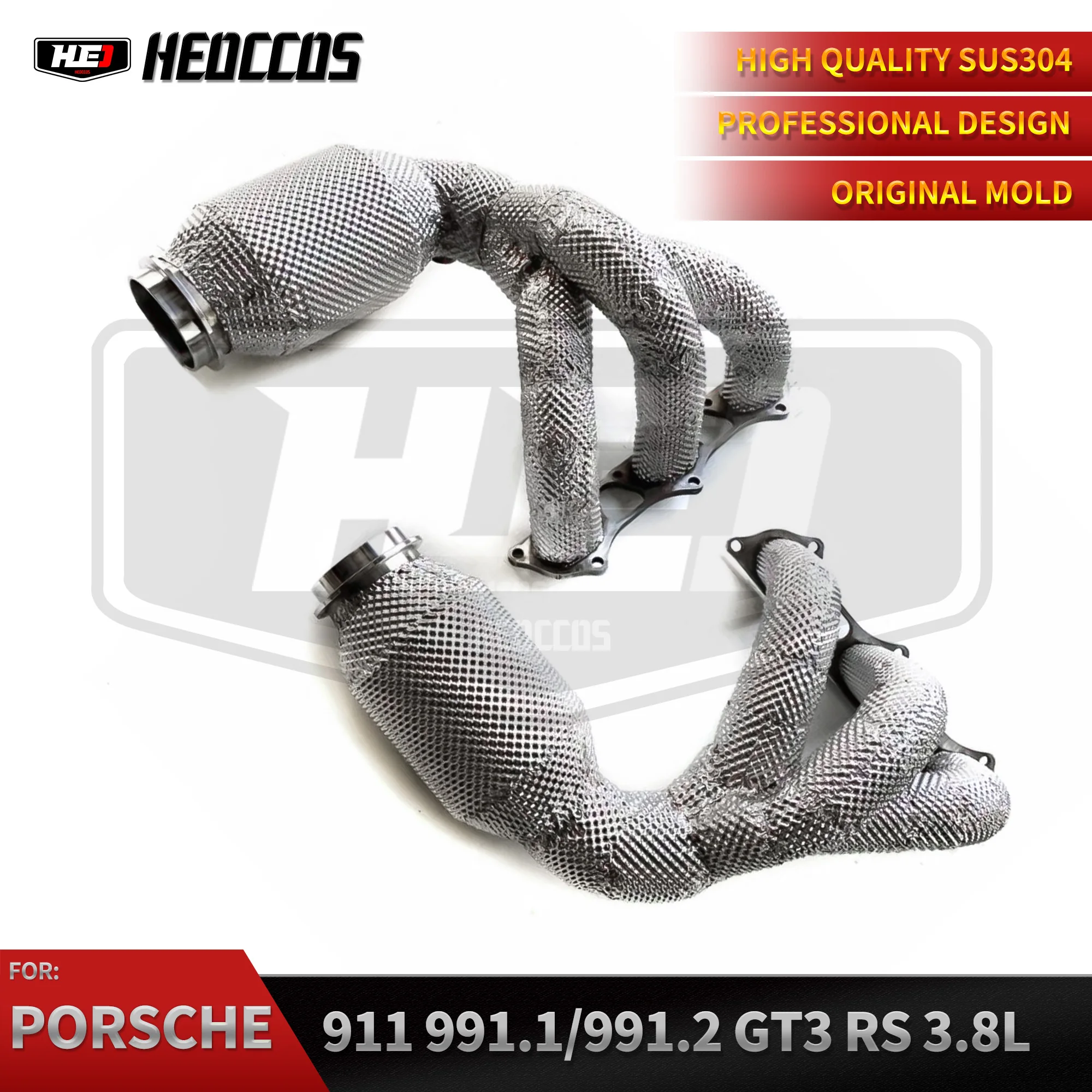 HEO Manifold Downpipe For Porsche 911 991.1/991.2 GT3 RS 3.8L 2014-2019 Car Exhaust Header With Heat Shield Pipes Exhaust System