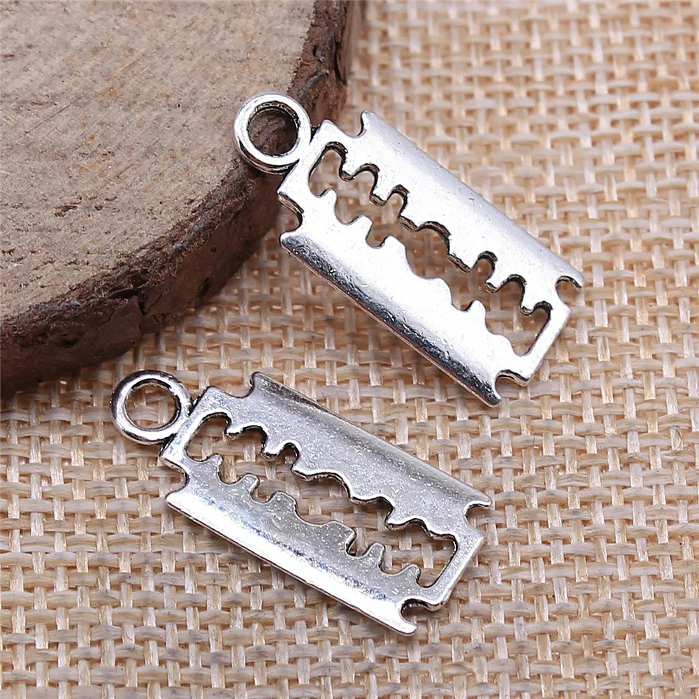 IFOCUS 20pcs/Lot Razor Blades Charms For DIY Jewelry Making Zinc Alloy 24x11mm/0.94x0.43inch