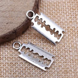 IFOCUS 20pcs/Lot Razor Blades Charms For DIY Jewelry Making Zinc Alloy 24x11mm/0.94x0.43inch