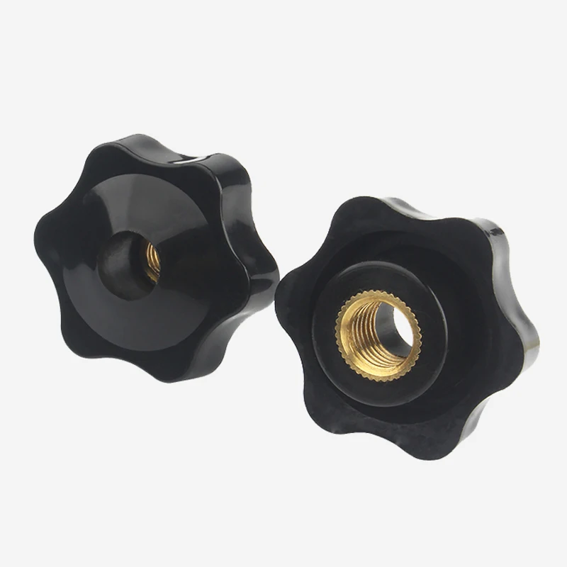 M4 M5 M6 M8 M10 M12 Clamp Knob Handle Nuts Plum Bakelite Hand Tighten Thread Star Black Manual Thumb Clamping Through Nuts