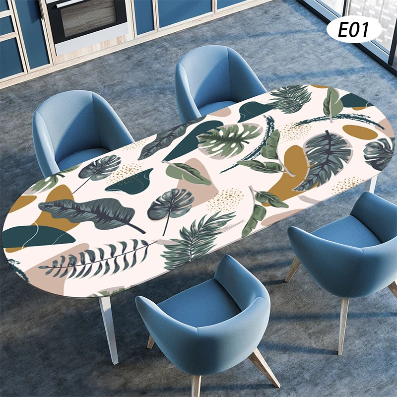 

Plant Printing Elastic Oval Table Cover Waterproof Oil-Proof Dining Table Cloth Protector Home Decor Wedding Party Table Covers
