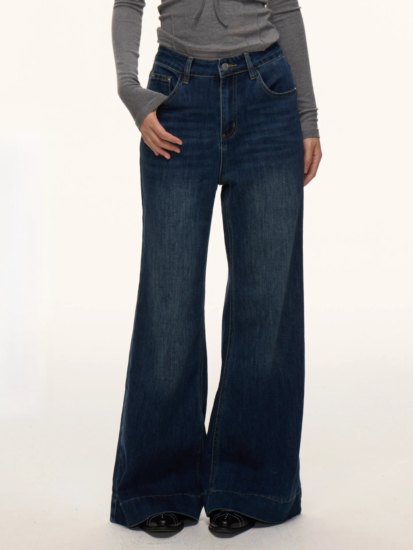 

Nova B American Retro Flared Jeans Women's New 2026 Slimming Versatile Dra Floor-Length Pants High Waist Cotton Casual