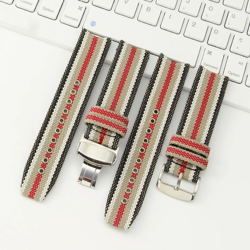 Cinturino in tela di nylon e vera pelle per Burberry Bu7600 7601 7602 Cinturino in pelle da uomo in tela Accessori Cinturino da 22 mm