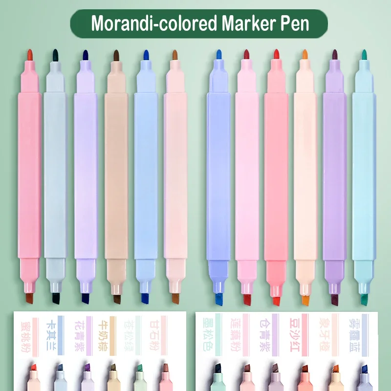 12/6 PCS Pastel Color Highlighter Kawaii Stationery Color Marker School Supplies Student Marker Highlighter Japanese Stationery