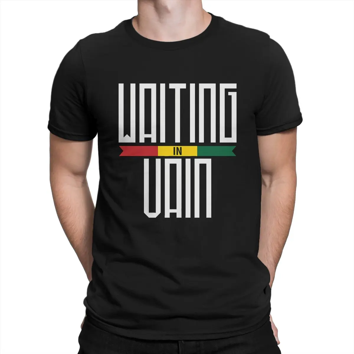 Men T-Shirts Waiting In Vain Funny Pure Cotton Tee Shirt Short Sleeve B-Bob Marley Music T Shirts Crewneck Clothes Graphic