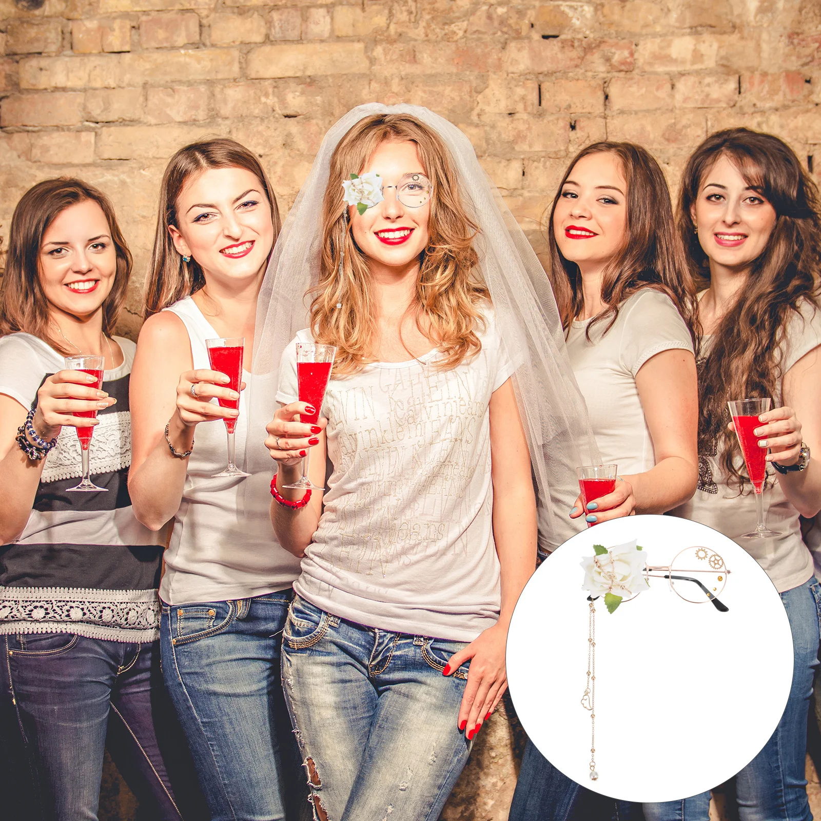 

Односторонние очки с розовой цепочкой, винтажные очки, модные очки, регулируемый стимпанк, косплей, аксессуар в стиле Лолиты для вечеринки, праздника