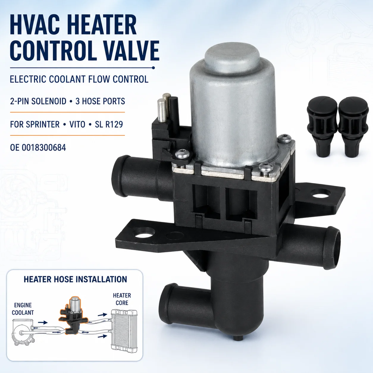 Image of AP02 HVAC-Heizungsregelventil für Mercedes Benz Sprinter T1N Vito W638 SL R129 SL280 SL320 SL500 SL600 Elektrisches Kühlmittel-Magnetventil 0018300684