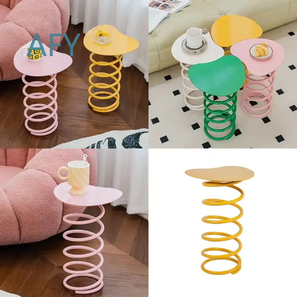 Creative Spring Coffee Table for Home Living Room TV Sofa Side Service Table Balcony Small Tea Table Metal Auxiliary
