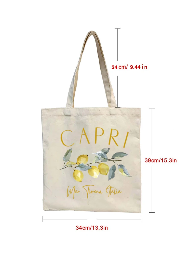 1pc Cute Lemon Women Shopping Bags Double Print Decor Plant borsa a tracolla in tela Casual per borsa Shopper regalo per bambini