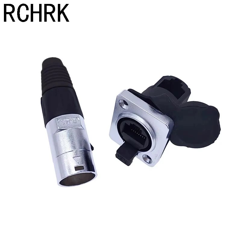 RJ45 waterproof connector plug D type panel mount socket  ip65 Ethernet connectors