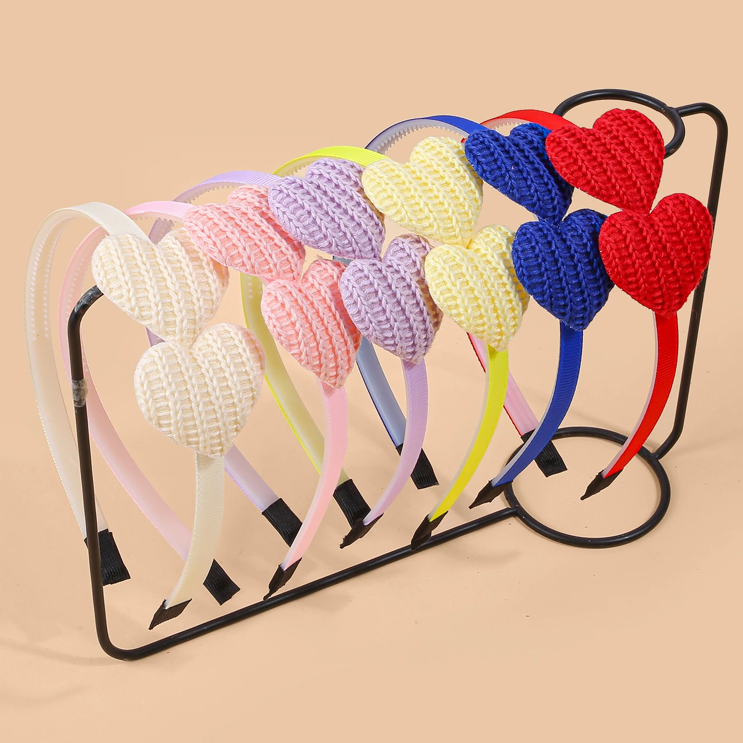 

6pcs Cute Heart Headbands for Girls Fabric Heart Headbands Kids Children Plastic Teeth Hairbands Girls Party Hair Accessories