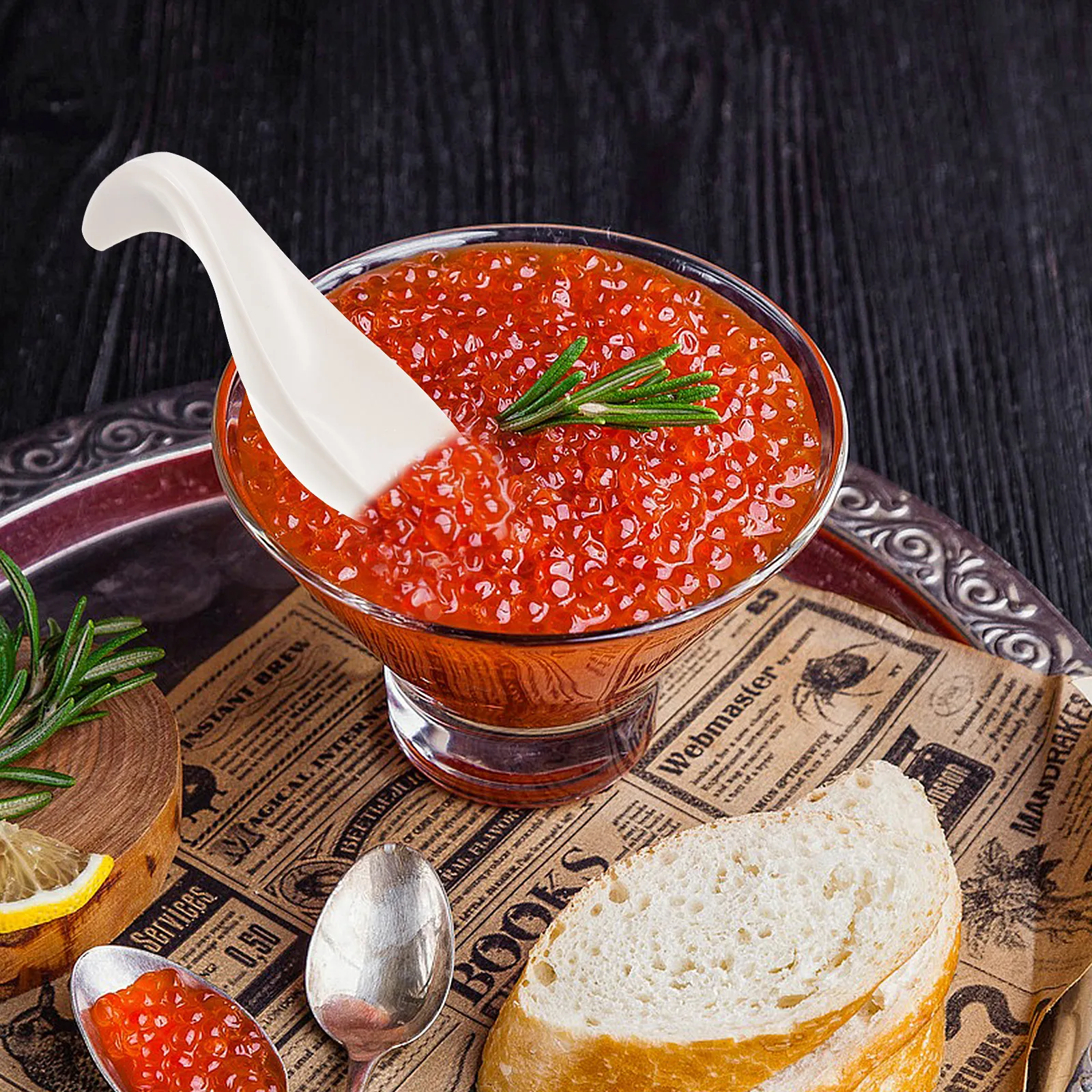 Cuchara de cerámica para caviar, herramienta para servir trufas negras de alta calidad, artesanía fina, fácil de limpiar, cuchara creativa para salsa para el hogar, 1 ud.