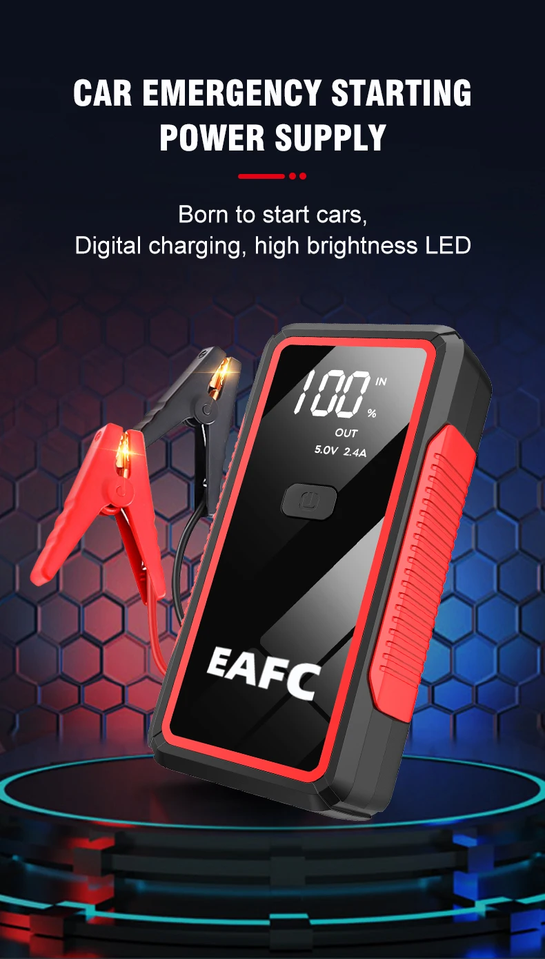 Power Bank 2000A/600A 12V Car Battery Jump Starter Portable Charger Petrol Diesel Auto Starting Device Booster Emergency Starter