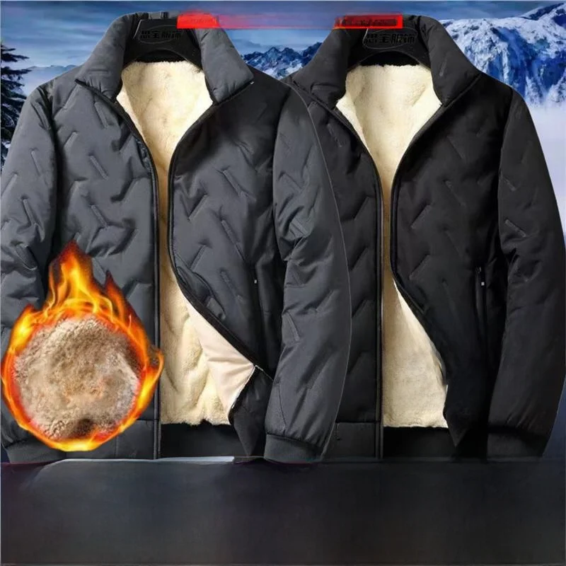 معطف شتوي رجالي من القطن الدافئ Jaet Lamb مخملي فضفاض مناسب ومقاوم للاهتراء ومتين معطف شتوي Faion Urban Sle ort Length