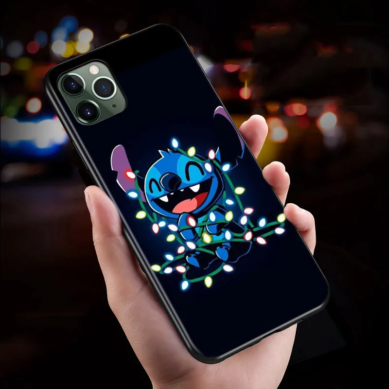 Lilo And Stitch For Apple iPhone 15 14 13 12 11 Pro Max Mini XS X XR 7 8 6 Plus 5S Silicone Black Phone Case Coque Capa Fundas