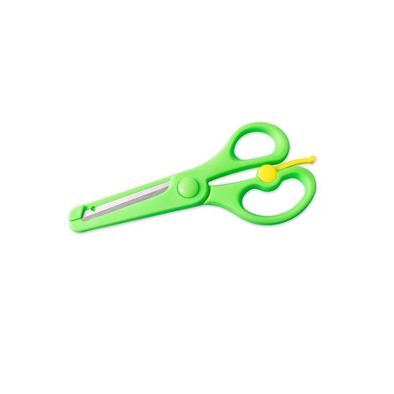 Cute Round head scissors Safety plastic Elastic small scissors cut paper for Kids DIY Hand-made school supplie