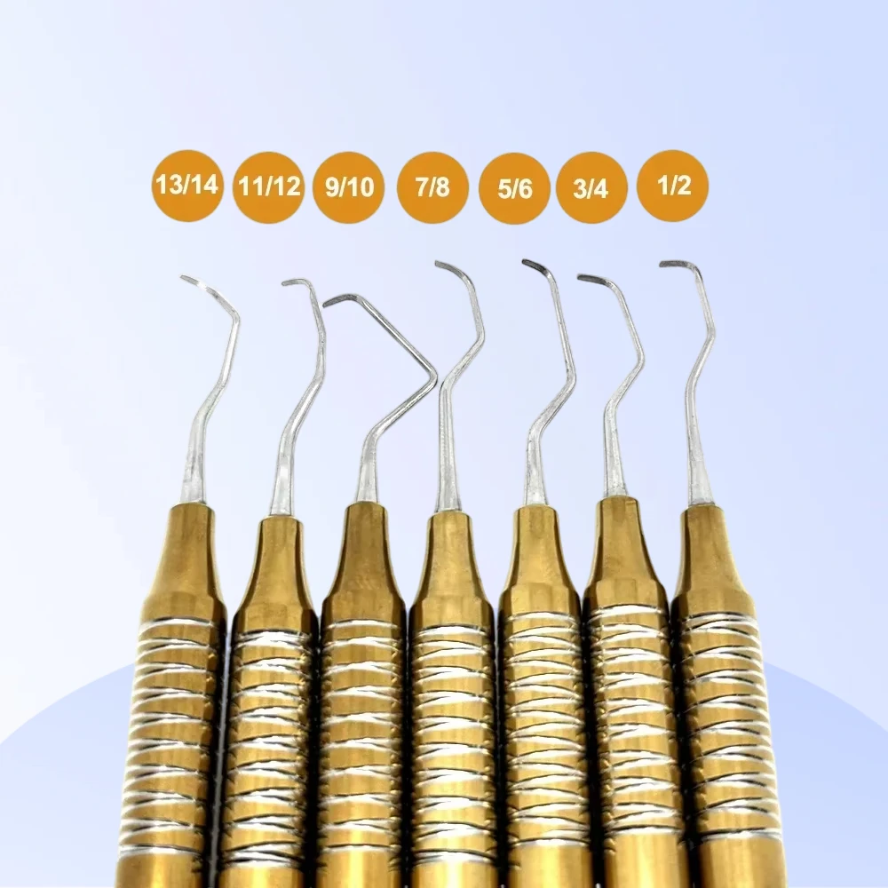 

7 шт., чистка зубов, уход за пародонтами, отбеливание зубов, удаление корневых каналов, гигиена полости рта, изящные кюреты для скалеров, стоматологический инструмент