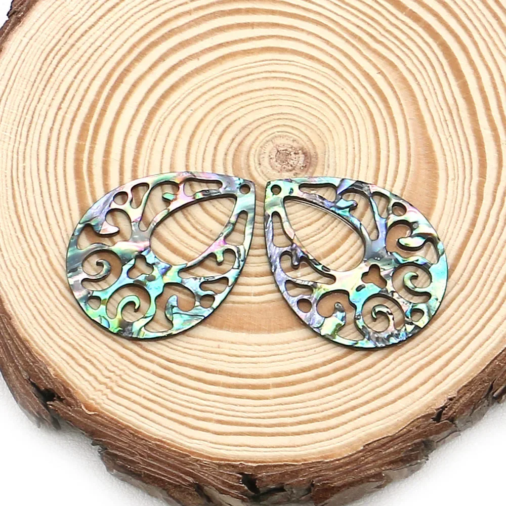 25x33mm Exquisite Abalone Shell Pendants Carved Hollow-out Crafts Charms Accessory 10PCS DIY Necklace Earrings Jewelry Gift