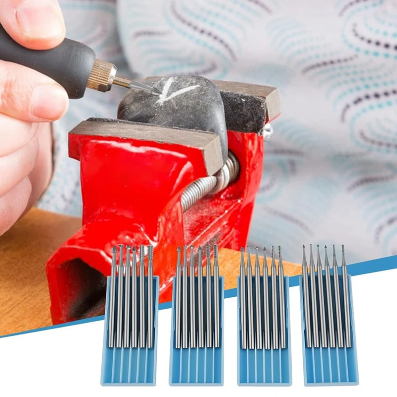 MAKE-24 قطعة 3/32 بوصة (2.3 مم) عرقوب مستديرة من فولاذ التنغستن لقمة ثقب نحت الخشب للأدوات الدوارة المتوافقة مع قلم النقش