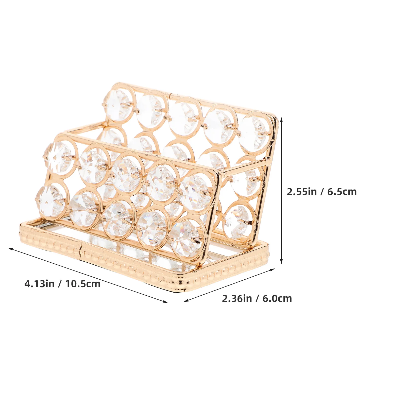 صندوق بطاقات العمل، تصميم كريستالي معدني بسيط، حواف ناعمة، تخزين بطاقات متعددة، منظم سطح المكتب، حامل ديكور المكتب #5