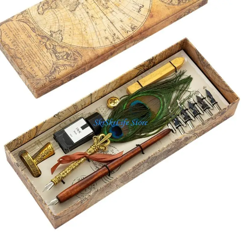 

E65E Exquisite Dip Pen Set Wax Set 10Pcs Replacement Nibs for Letters Writing