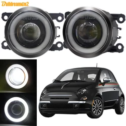 2 Pieces 30W Car Fog Light with Angel Eye DRL 3000LM H11 LED Fog Driving Lamp For Fiat 500 2012 2013 2014 2015 (Not Fit Abarth)