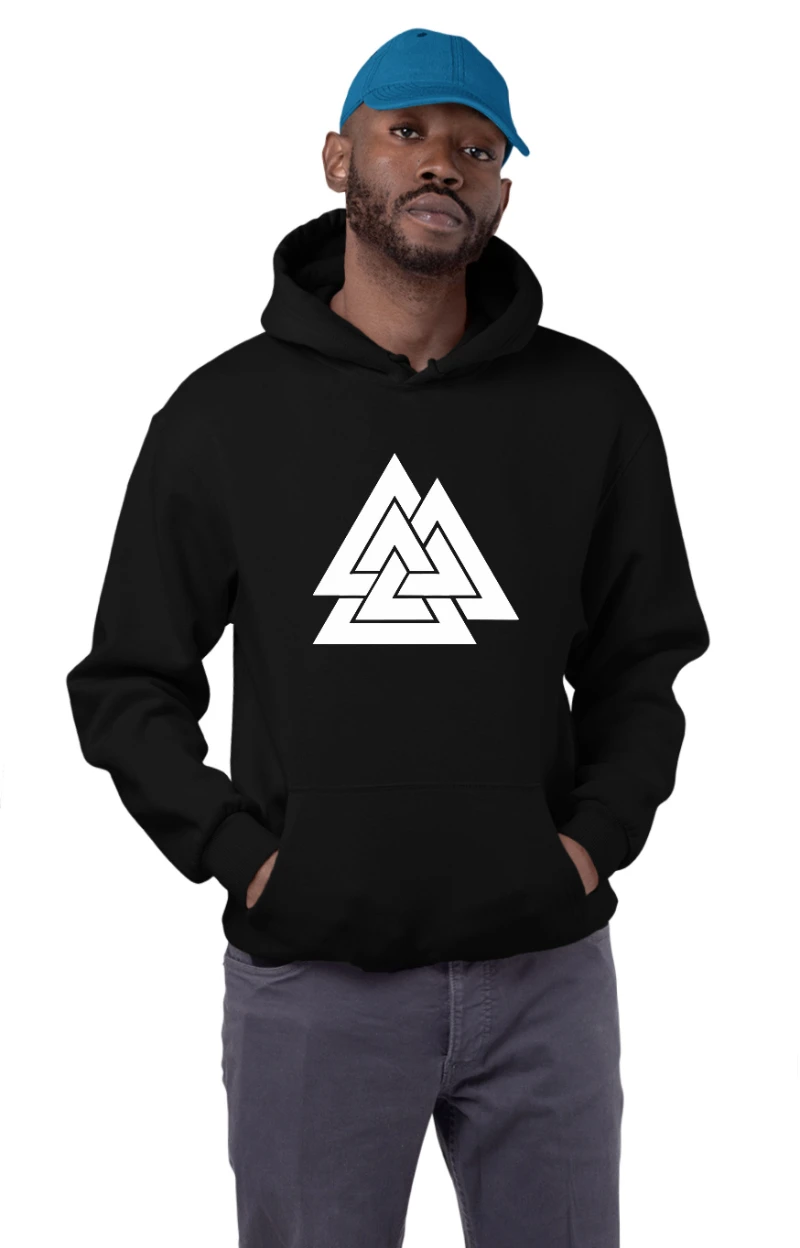 

2025 Autumn and Winter Viking Norse Hoodie Valknut Symbol Scandinavian Inspired Pagan Norwegian Sweater
