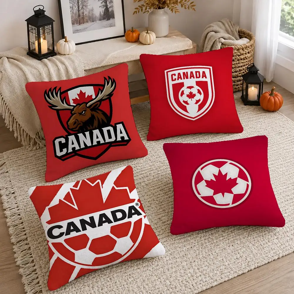 Elite Team Canada Cushion Cover Washable Short Plush Pillowcase, Wrinkle Resistant Cushion Cover for Bedroom Decor Gift