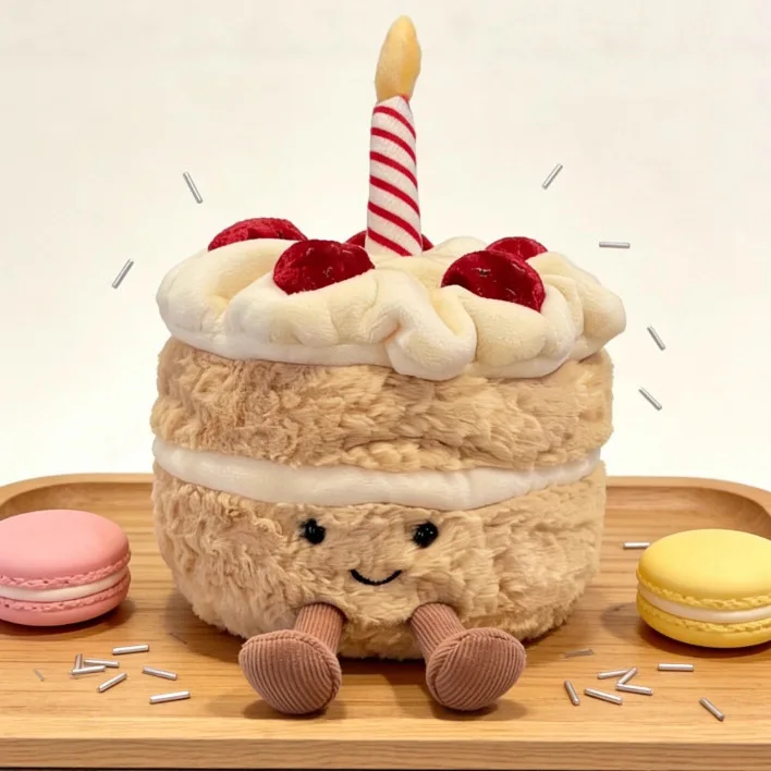 

Jellycat красный бархат Shelley клубничный кремовый торт плюшевая игрушка мягкая игрушка в подарок для всех возрастов игрушка на день рождения