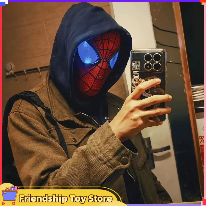 New Mascara Miles Spiderman Headgear Cosplay Moving Eyes Electronic Mask 1:1 Remote Control Creative Cool Cosplay Decoration Toy