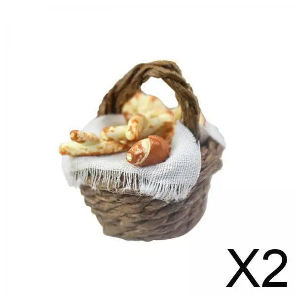 

2xМиниатюрная корзина для хлеба, модель подарка, украшение для кукольного домика 1/6 1/12