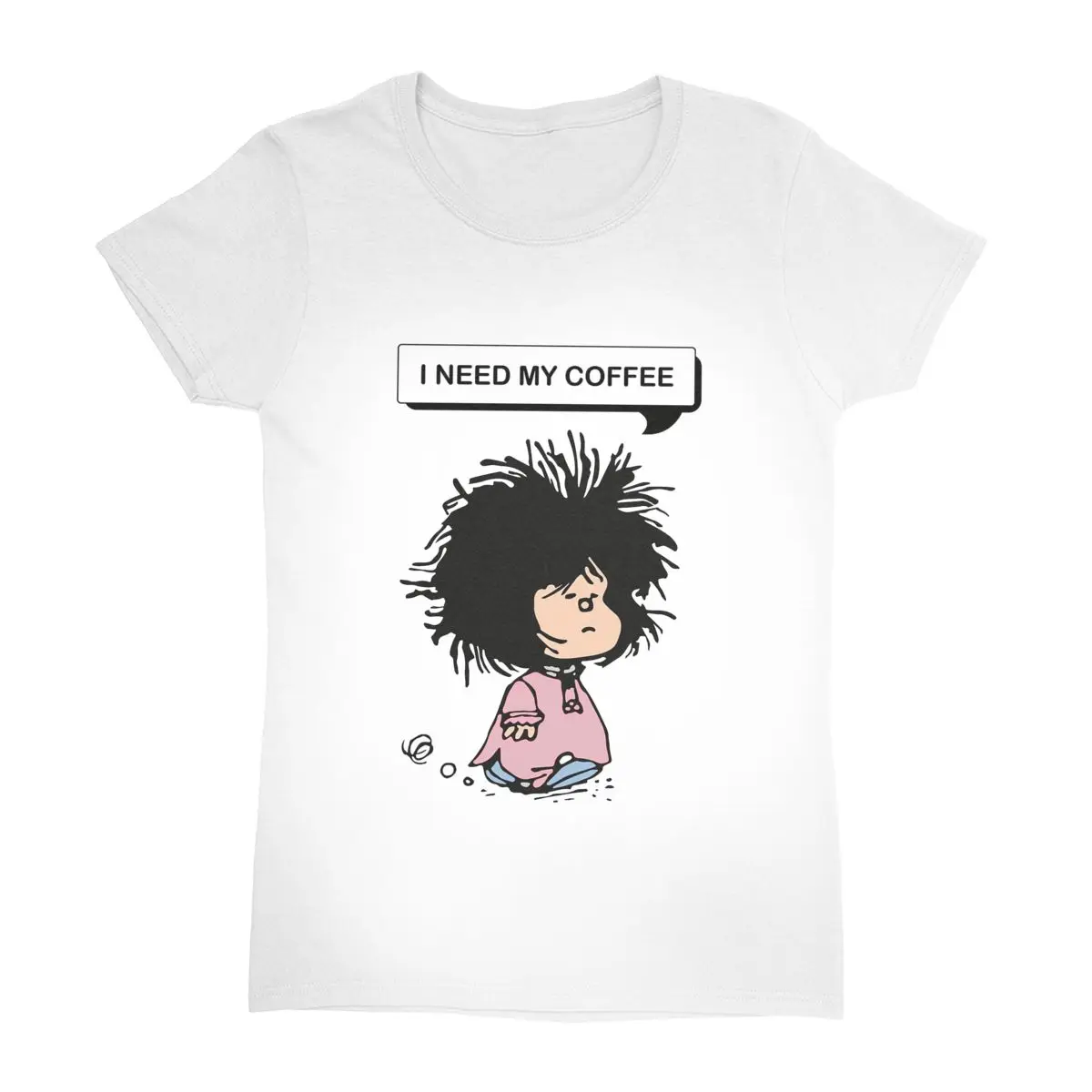 Mafalda Cotton T-Shirt Ladies needs coffee Y2K Fun Casual T-Shirts Summer O Neck Cute Tees Big Size Tops