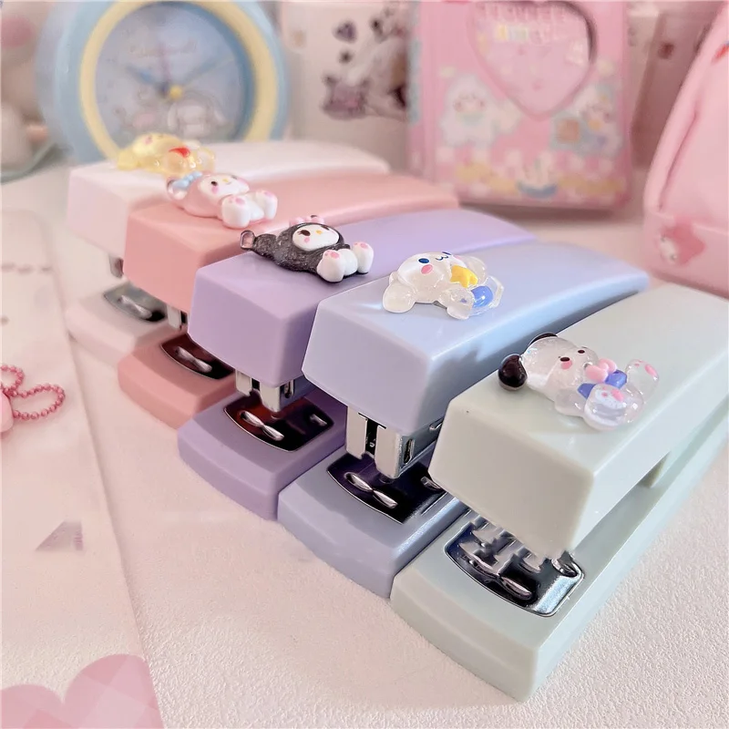 Kawaii Anime Sanrio My Melody Cinnamoroll Cartoon Stapler Send Staple Student Exam Paper Office Information Stapler  Girl Heart