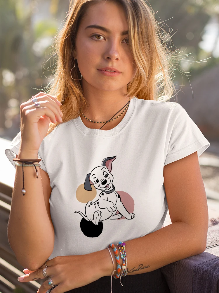 Disney Women\'s T-shirt Kawaii T Shirt Y2k Women Streetwear Harajuku Short Sleeve Tshirt Women Crop Top Dalmatians Cute Tee Shirt