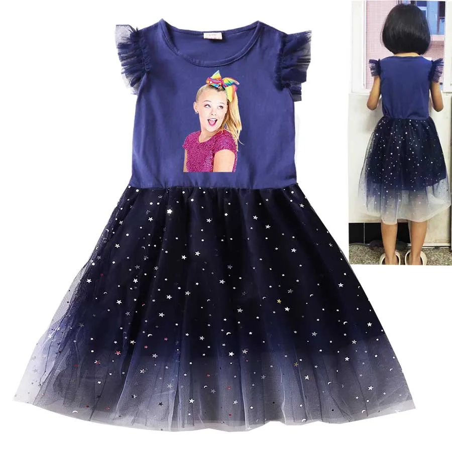 Summer Baby Girl Dresses Cartoon JOJO Siwa Princess Party Dress Girl Vestido Wedding Clothes Kid Costume Formal Ball Gown