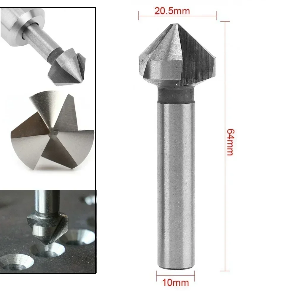 3 Flute Countersink Drill Bit 90 Degree Chamfering Cutters 6.3-20.5mm For Wood Metal Quick Change Drill Bit Tools