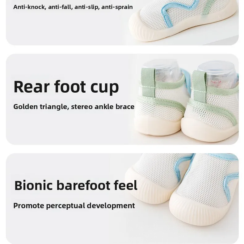 Breathable Knit Mesh Walking Shoes for Kids Spring Summer Soft Sole Anti-Collision Unisex Pastel Casual Sneakers Toddlers 1-3Y