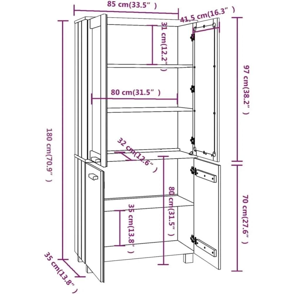 Modern cutlery cabinet, pine dark gray suitable for restaurants, corridors, and living rooms, wooden cutlery cabinet