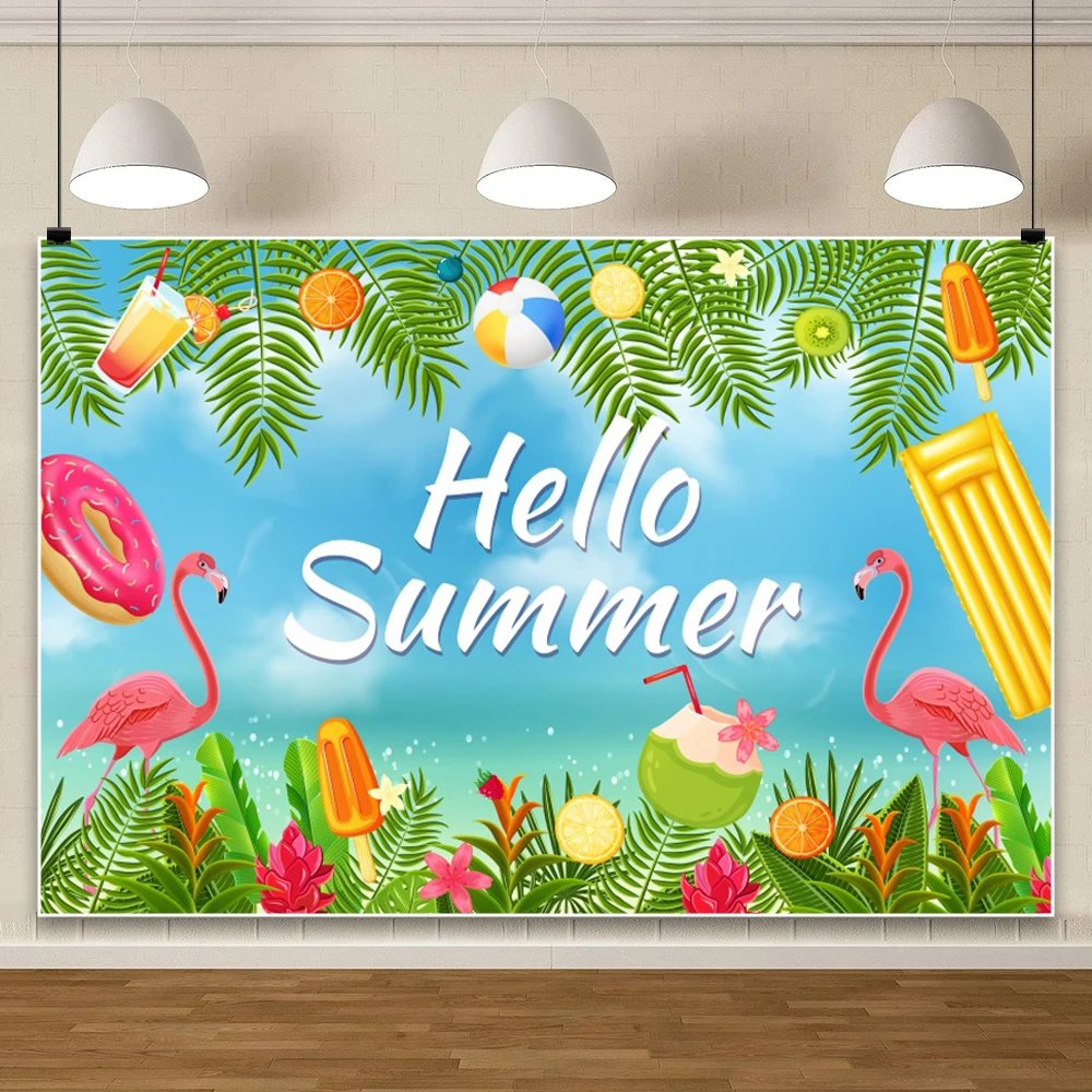 الصيف الاستوائية شاطئ بركة التصوير خلفية فلامنغو مظلة العائمة دائرة شجرة النخيل العلامة التجارية جوز الهند خلفية التصوير الفوتوغرافي