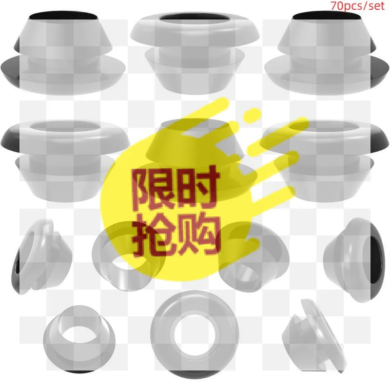 【BA】70Pcs Rubber Grommet Assortment Kit Wire Protector Cable Anti Friction Wiring Hole Plug Wiring Blanking Grommet