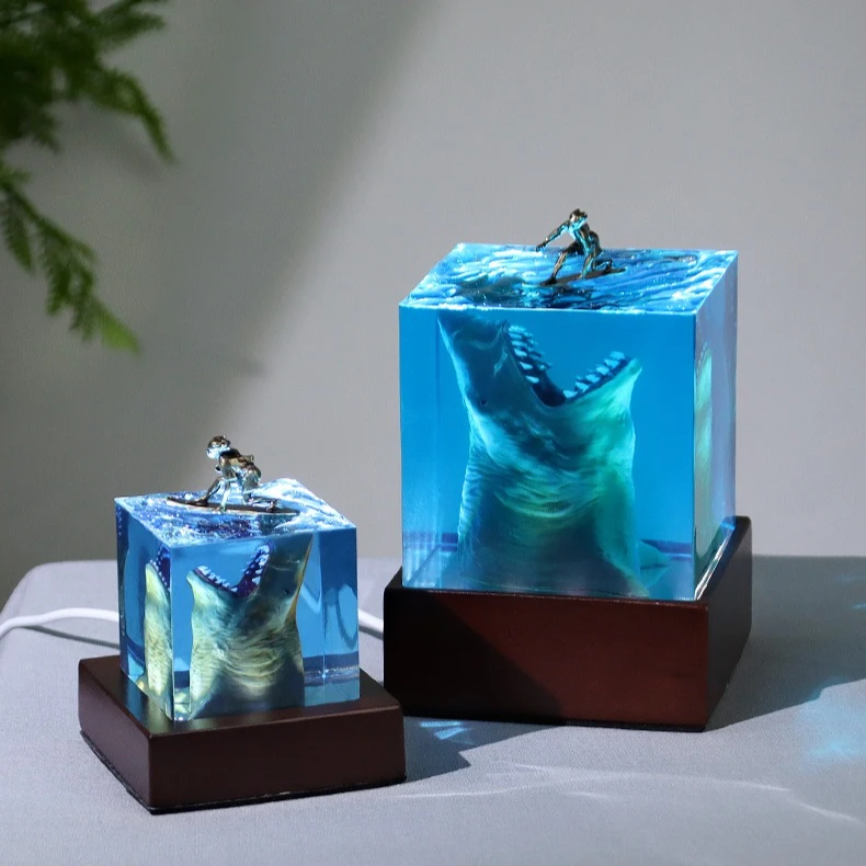 5/8cm Ocean Shark Surfing Micro Landscape Resin Sculpture Ornament Home Atmosphere Decoration Crafts