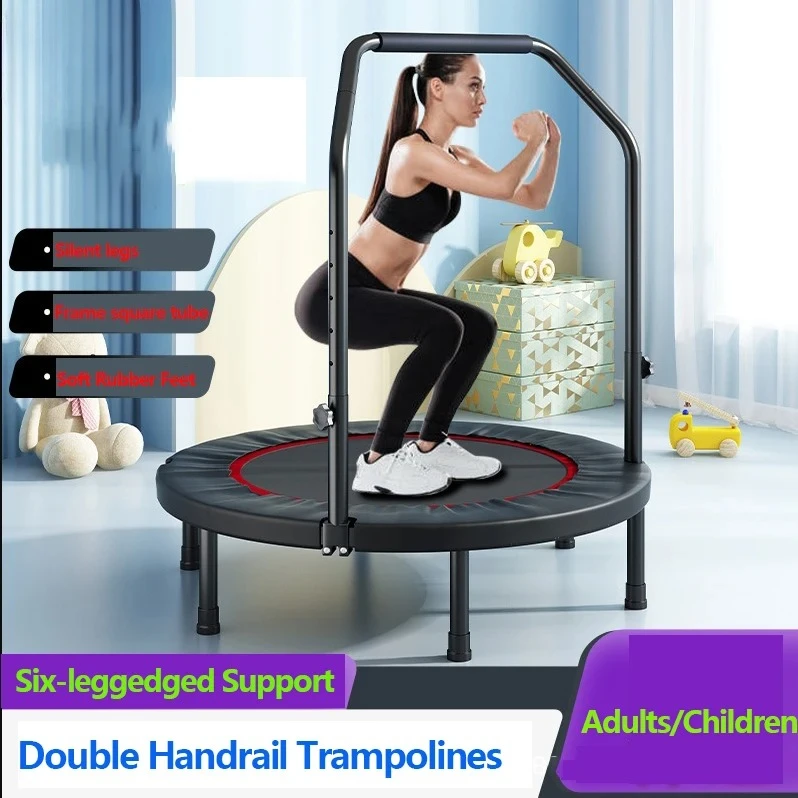 Folding Trampolines Bodybuilding Door Type Handrail Spring Bed Rubbing Fitness Equip Bold All Steel Frame Trampoline Portable
