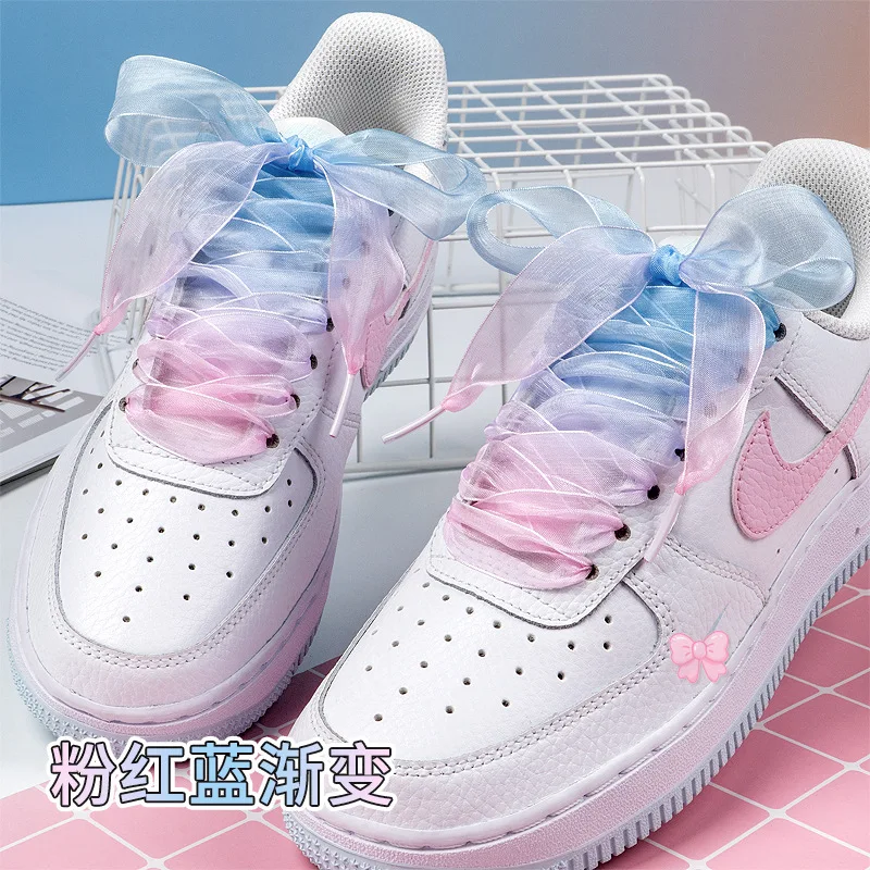 120 سنتيمتر طول 2.5 سنتيمتر واسعة قوس قزح الثلوج الشاش أربطة الحذاء مادة صديقة للبيئة مع حبل التدرج الوردي للأحذية الرياضية الكاجوال #6