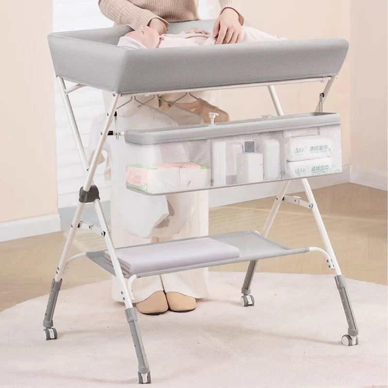 Multi-Functional Baby Care Table K-Star Foldable Diaper Changing Table Portable Baby Bed Adjustable Height Mobility