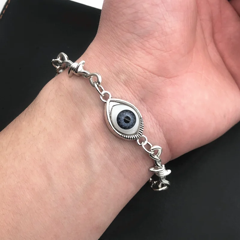 Gothic Kpop Evil Eye Brambles Chain Bracelet for Man Women Pendant Choker Vintage Punk Handmade Jewelry New Fashion