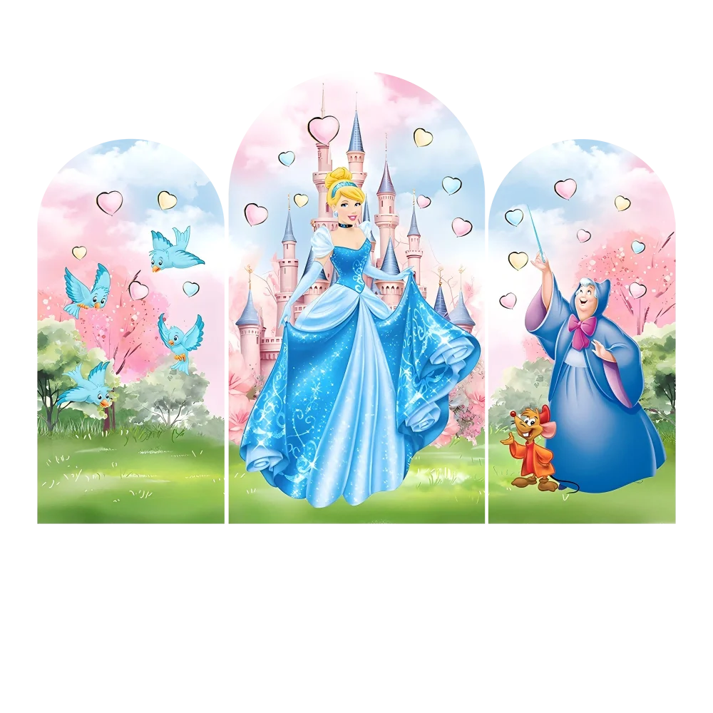 

Принцесса Золушка Девушка День Рождения Арка Фоны Крышка Синяя Тема Замок Фото Фон Украшения Партии Поставки